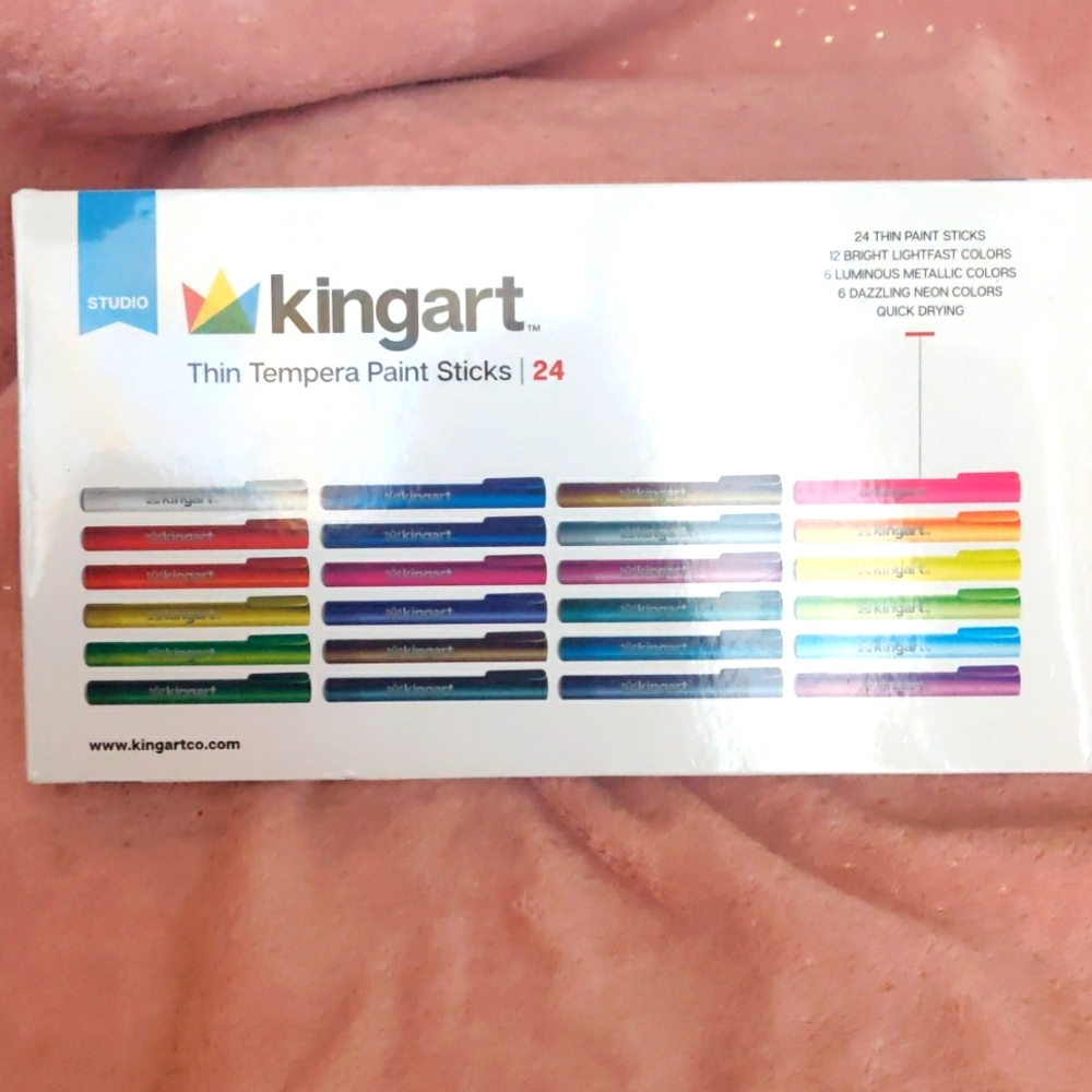 New in box Kingart thin tempera paint sticks (24)